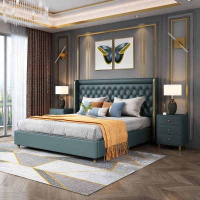 Classic bed double bed beds wood decor country house style genuine wood