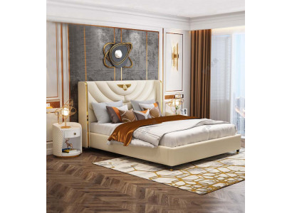 Bedroom Bed Nightstands 3-Piece Set Design Luxury Beds Wood Double Bed NEW