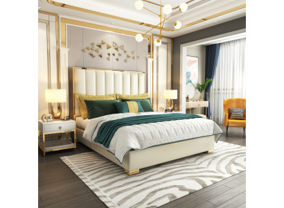 Luxury bedroom furniture bed 2x bedside table set beds hotel furniture 3-piece set.