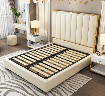 Luxury bedroom furniture bed 2x bedside table set beds hotel furniture 3-piece set.