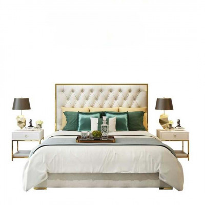 Classic English style bed double textile Chesterfield beds 180x200cm