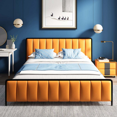 Design double bed leather bed beds bed leather bedroom upholstery marriage 180x200