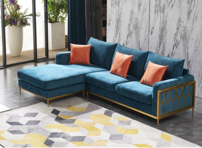Living landscape corner sofa L-shape couch seating upholstery set suite luxury sofa