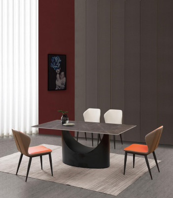 High-quality table luxury tables dining room furniture column base stone look