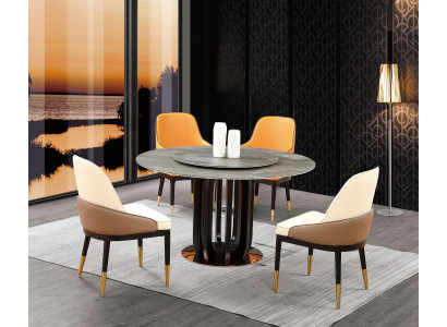 Luxury Design Dining Room Round Dining Table 4x Classic Armchairs
