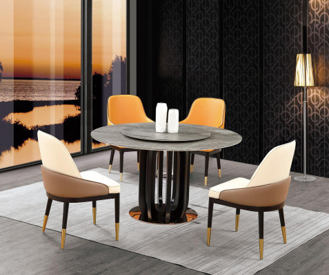 Round table luxury round tables dining room furniture column base stone look