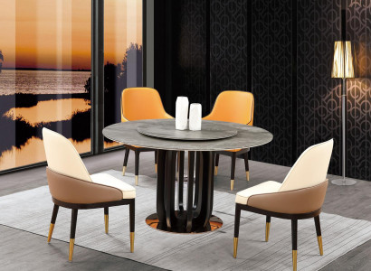 Round table luxury round tables dining room furniture column base stone look