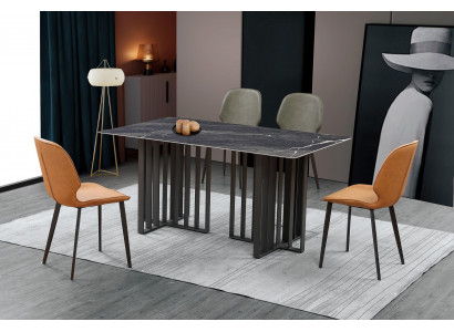 Luxury Dining Table Stainless Steel Marble Imitation Stone Table Dining Room 180x90cm