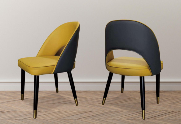 Armchair Chair 1x Dining Room TV Seat Modern Upholstered Chair Yellow
