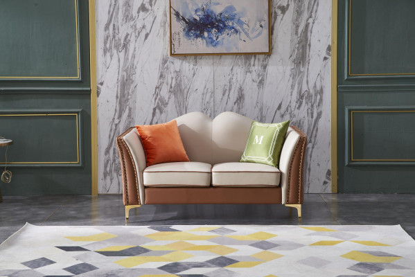 Classic two-seater sofa couch upholstered leather sofas seat
