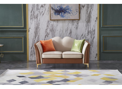 Classic two-seater sofa couch upholstered leather sofas seat