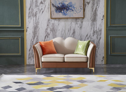 Classic two-seater sofa couch upholstered leather sofas seat