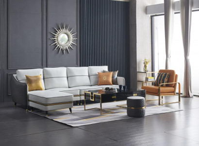 Living room corner sofa L-shaped decorative armchair set modern leather sofa