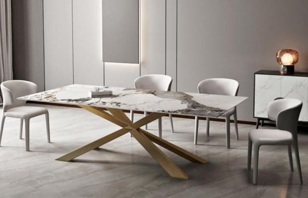 Design living room tables dining room 180x90cm furniture table dining table stainless steel X legs