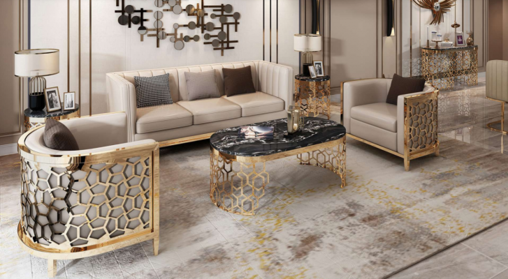 Design upholstery sofas leather relax modern NEW beige seating suite 3+1+1 seater