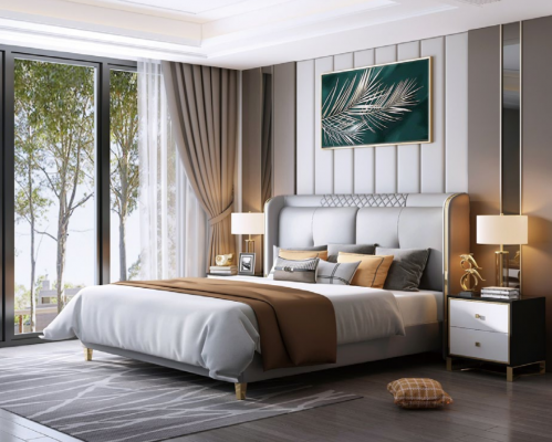 Luxury bedroom bed upholstery design double hotel marital luxury beds