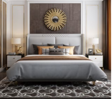 Luxury bedroom bed upholstery design double hotel marital luxury beds