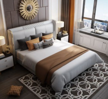 Luxury bedroom bed upholstery design double hotel marital luxury beds