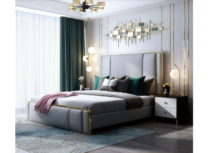 Designer double bed bed hotel luxury bedroom 140/160x200cm leather
