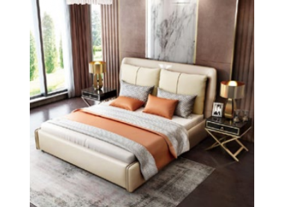 Luxury bedroom designer double bed 180/200x200cm leather metal