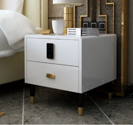 Bedside table, nightstand, dresser, side table, decorative console, high-gloss gold