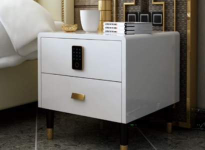Bedside table, nightstand, dresser, side table, decorative console, high-gloss gold