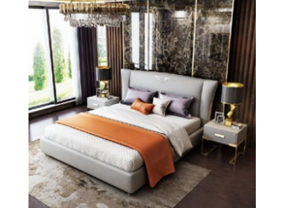 Luxury bedroom designer double bed hotel 180/200x200cm leather