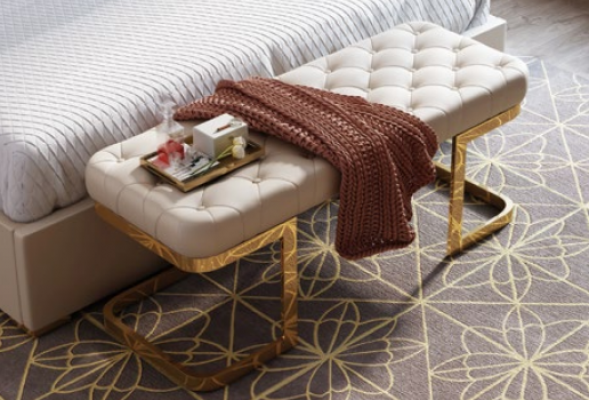 Chesterfield Ottoman Upholstered Bench Ottoman Two-Seater Leather Side Table