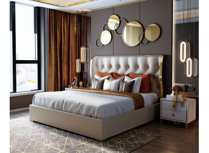 Designer double bed hotel luxury bedroom 180/200x200cm leather