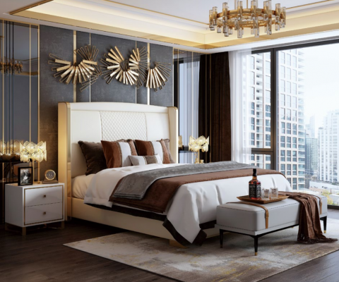 Luxury bedroom bed upholstery design decor luxury double hotel marital beds