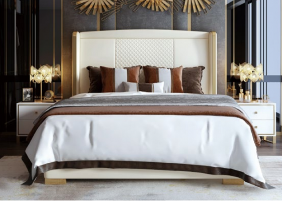 Luxury bedroom bed upholstery design decor luxury double hotel marital beds