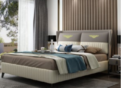 Designer double bed hotel luxury bedroom 150/180x200cm leather new