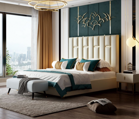 Luxury bedroom double bed 150/180x200cm metal new hotel