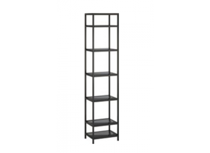 Regal glass metal shelf in modern design in black living room