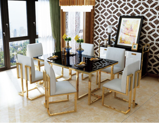 Design dining table wood with stainless steel elements tables decor dining room furniture