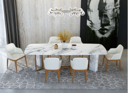 Complete set dining table + 6 chairs dining room decor set dining group wood table