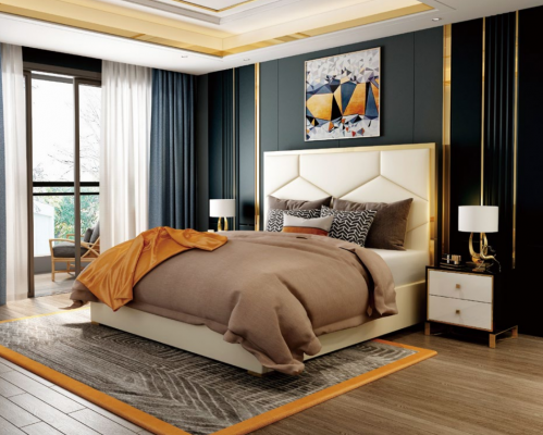 Bed decor upholstery design luxury double hotel beds sleep room leather