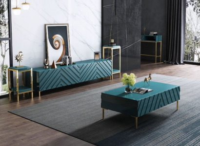 Sideboard 2x Side Stand Coffee Table Designer Living Room Metal