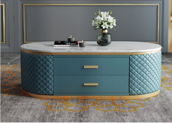 High-quality living room coffee tables - oval designer stainless steel table luxury