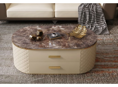 Design coffee table marble stone imitation living coffee sofa table side.