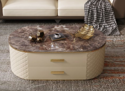 Design coffee table marble stone imitation living coffee sofa table side.