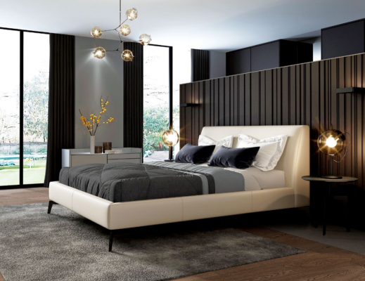 Double bed design bed leather upholstered bedroom marriage Italian