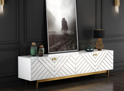 Noble High Gloss Sideboard Stainless Steel Sideboard USA Luxury Class