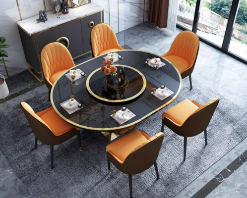 Designer dining table oval glass round tables modern extendable