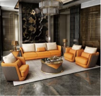 Noble luxury class living room set upholstered sofa couch 4-piece set