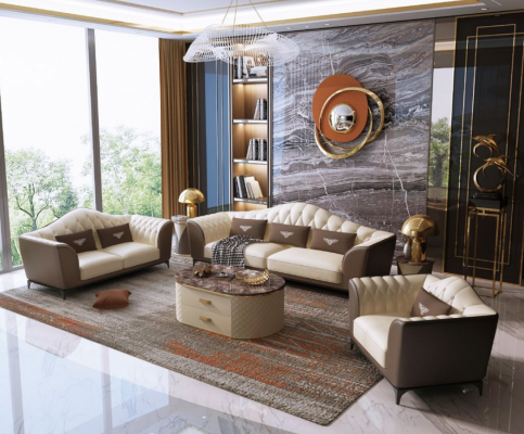 Complete Set Sofa Suite 3+2+1 Design Leather Sofa Leather Suite Couches