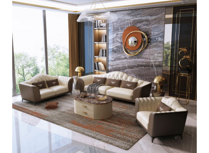 Complete Set Sofa Suite 3+2+1 Design Leather Sofa Leather Suite Couches