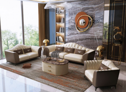 Italian leather sofa set seating upholstery couch 3+2+1 group suites