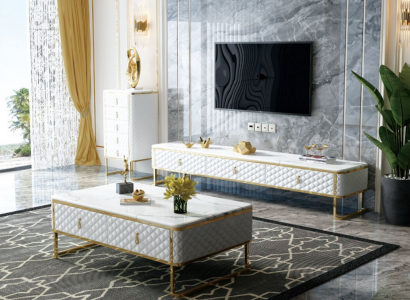 Couch table coffee side tables designer glass marble imitation stainless steel