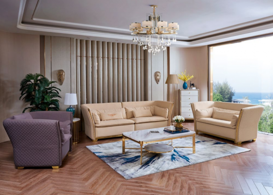 Relax Seating Set 3+2+1 Design Sofas Upholstered Couches Leather